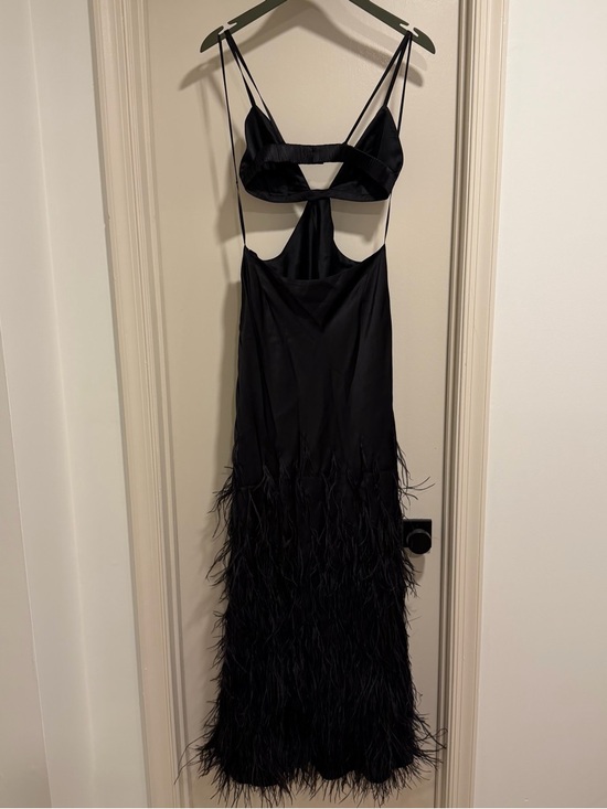 Cult Gaia Raisa feather-embellished black gown maxi dress Size Small - Picture 10 of 12